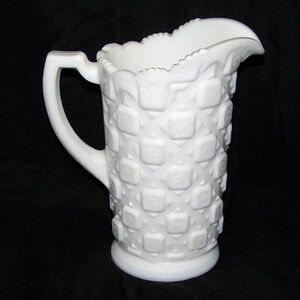 VTG Milk Glass Pitcher Westmoreland "Old Quilt" Pattern 1950's